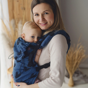 Mochila ergonómica azul Prime Infinity Love – corazones negros