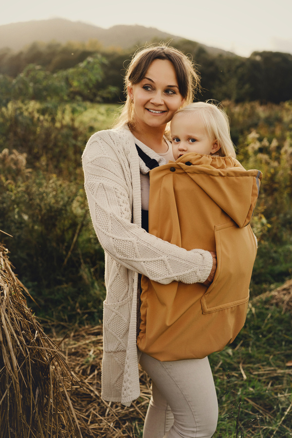 Protecție softshell pentru eșarfă port-bebe și marsupiu - Mustard