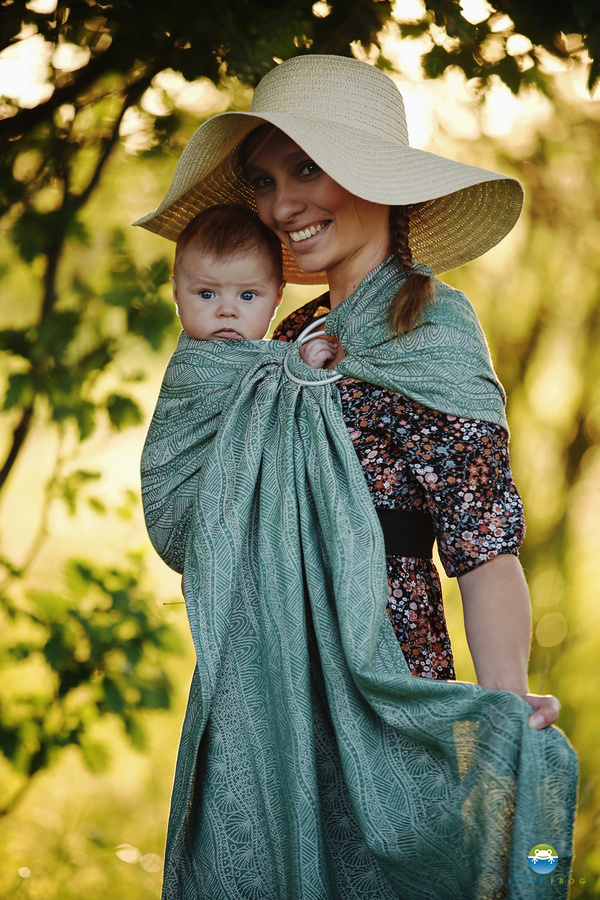 Ring sling Green Linen Harmony - size L (2,3 m)