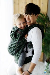 Marsupiu Preschooler Adventure Miles – verde și negru, ergonomic pentru copii de 2–6 ani