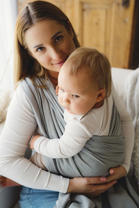 Szara chusta Gray Moonstone – 4,6 m | dla noworodków i niemowląt