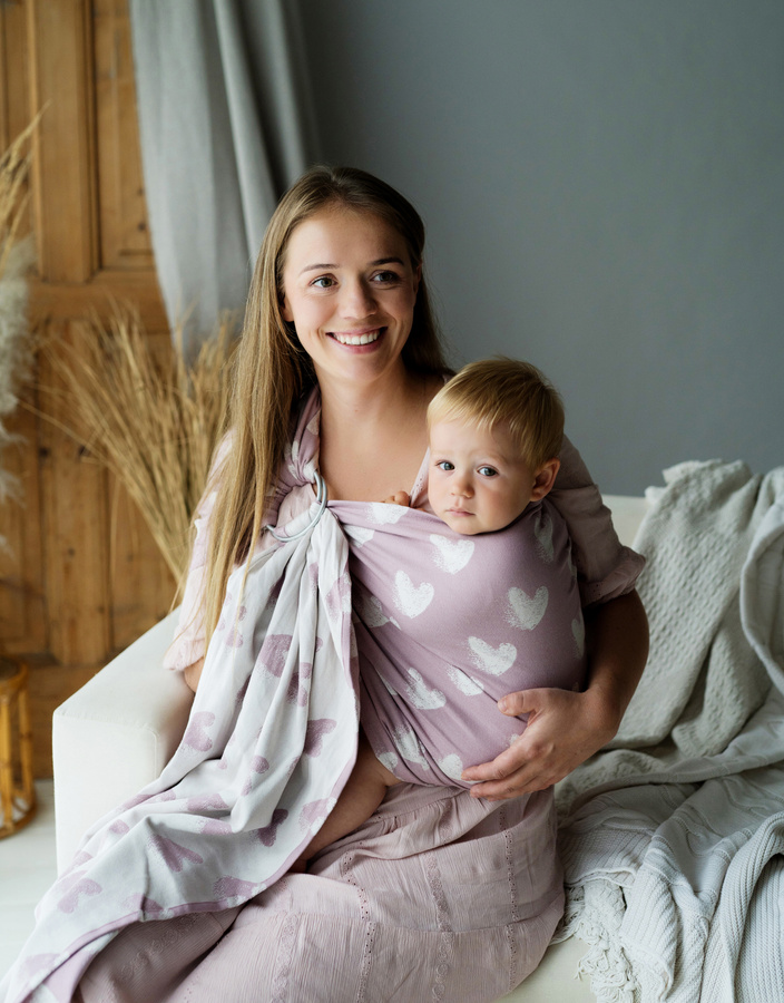 Ring Sling Tragetuch Hazy Love Rose - Größe S (1,7m)