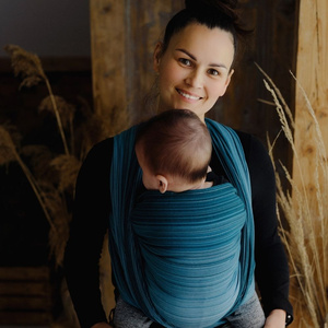 Écharpe de portage bleue Boleite – portage ergonomique du nouveau-né (taille 6)
