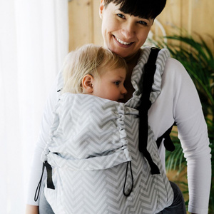 Marsupiu Preschooler Platinum Miles – ecru și gri deschis, ergonomic pentru copii de 2–6 ani