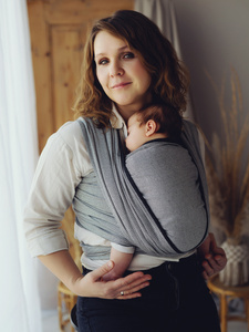 Tragetuch Zen Path - Größe 6 – Schwarz-Weiß gewebtes Babytragetuch mit recycelter Baumwolle