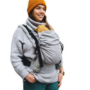 Marsupiu ergonomic Prime Gray Moonstone – gri și ecru, pentru nou-născuți și copii până la 3 ani
