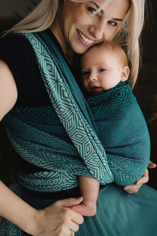 Babytragetuch Jade Cube Größe 6 /2. Wahl Flaschengrün – weich und atmungsaktiv