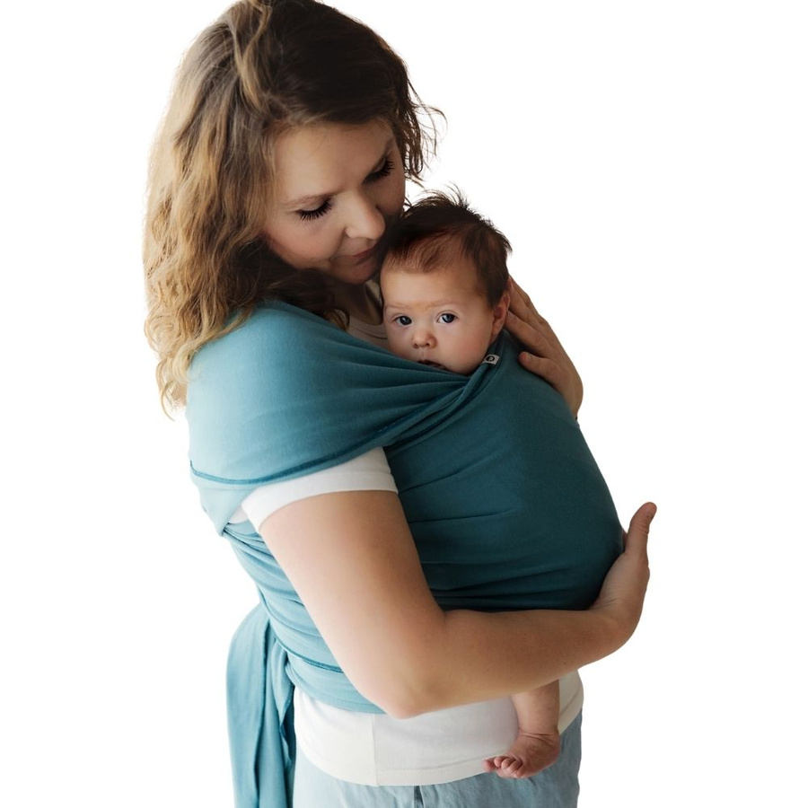 Écharpe extensible Deep Water – écharpe bébé en coton turquoise foncé dès la naissance