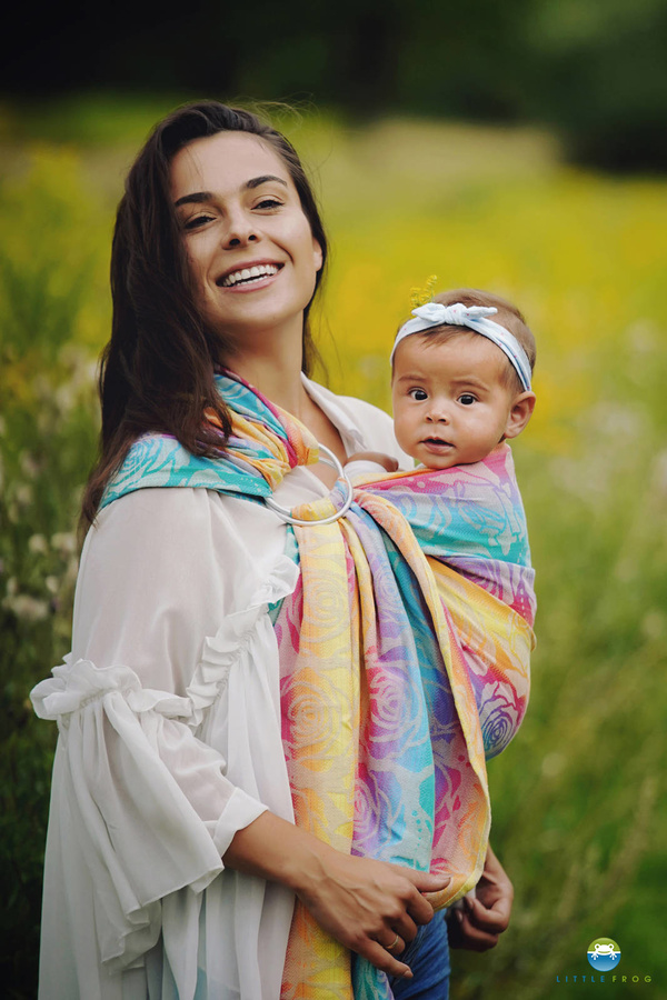 Little Frog jacquard ring sling - Linen Flower Bloom- size M (2,1 m)/2nd quality