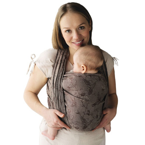Eșarfă port-bebe țesută Linen Joy of Life mărimea 5 – cu in, model maro cu colibri