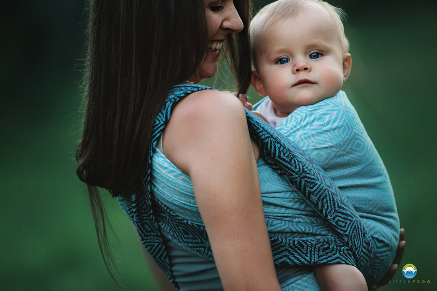 Little Frog jacquard wrap - Stormy Cube -size 6 DEMO