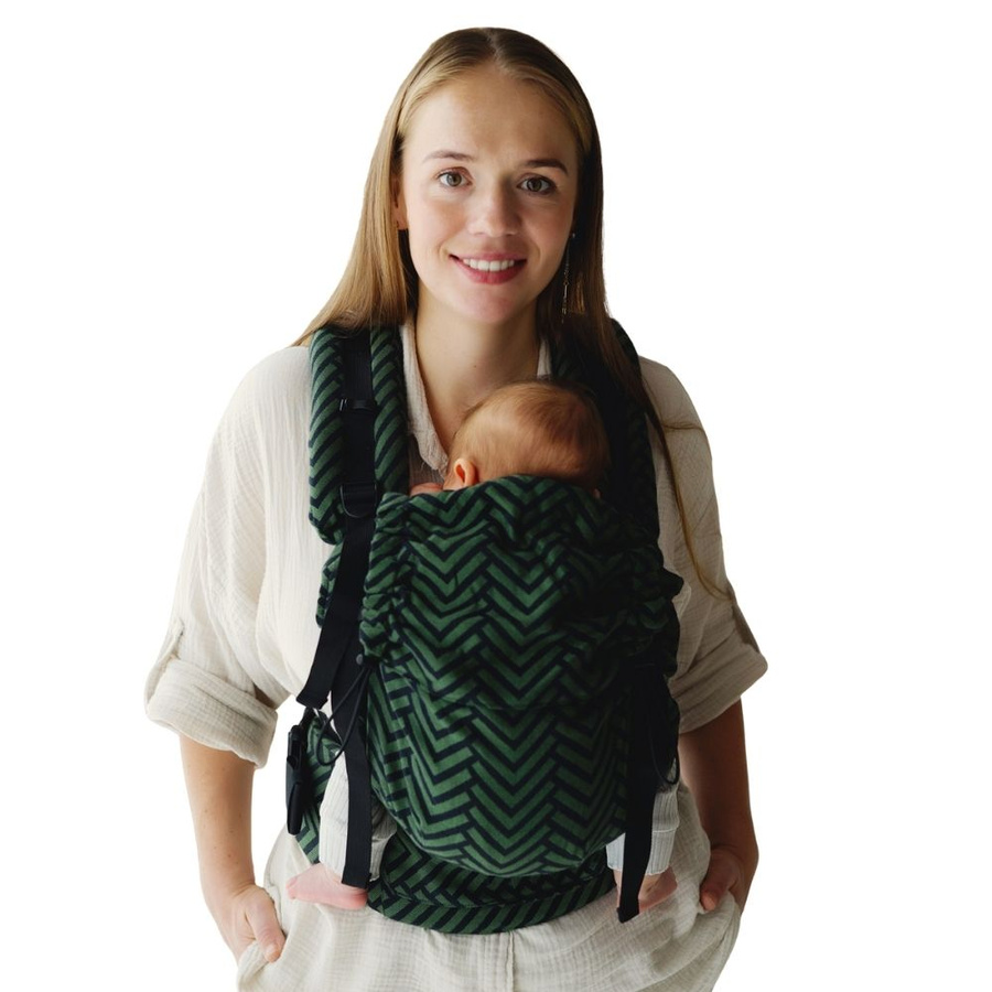 Marsupiu ergonomic Prime Adventure Miles – verde și negru, pentru nou-născuți și copii până la 3 ani