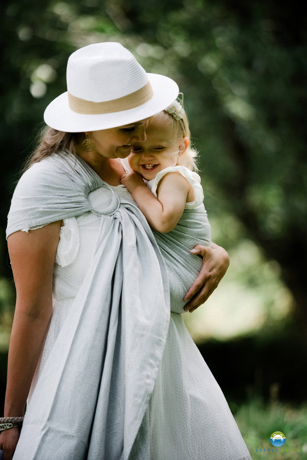 Ring sling Linen Silver Wildness - size M (2 m)