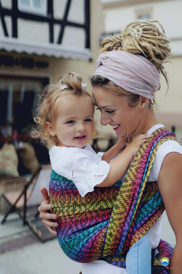 Fascia portabebe jacquard Little Frog - Prismatic Ethno- taglia 9 (6,2 m)