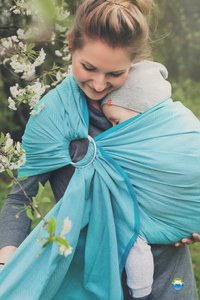 Ring Sling Tragetuch Turquoise Herringbone - Größe M (2m)