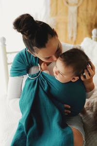 Ring Sling Pure Linen Deep Aqua - taille S (1,7 m) /2e choix