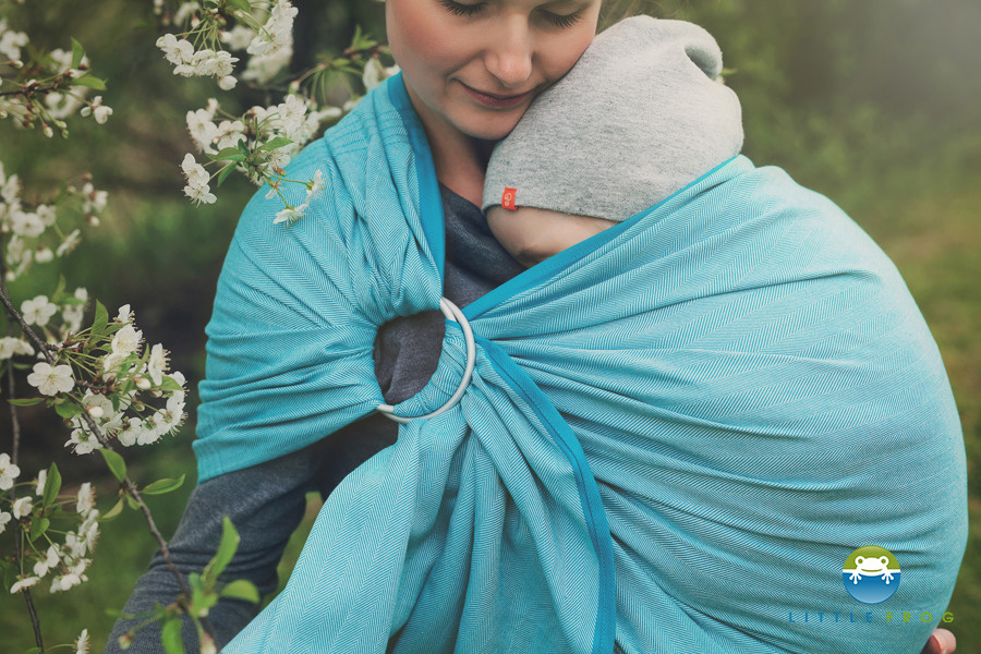 Ring Sling Tragetuch Turquoise Herringbone - Größe M (2m)