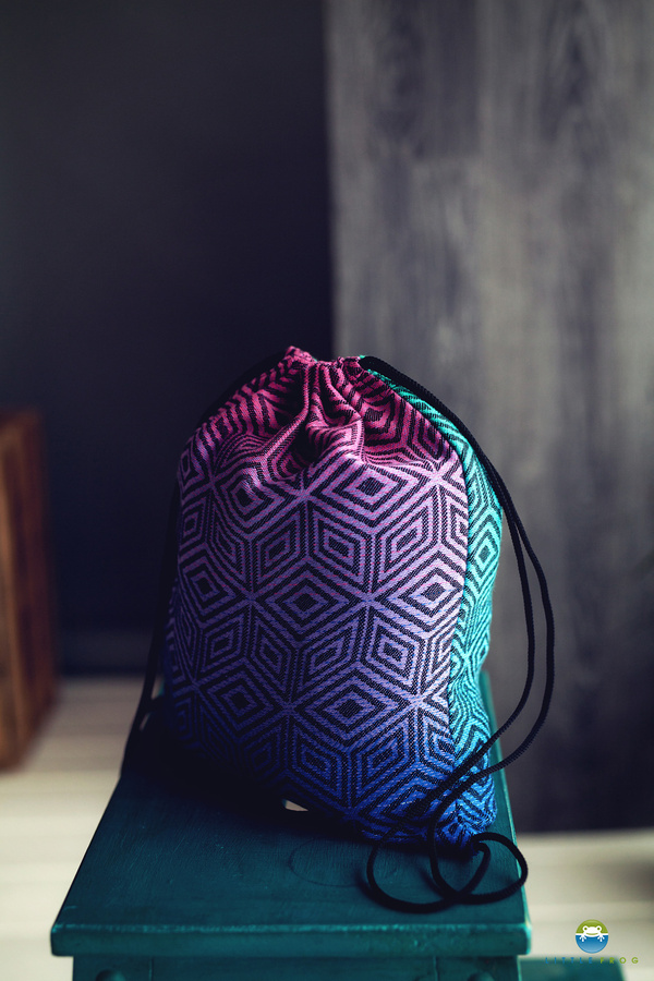 Drawstring Bag for wrap/sling -   Dark Aurora Cube