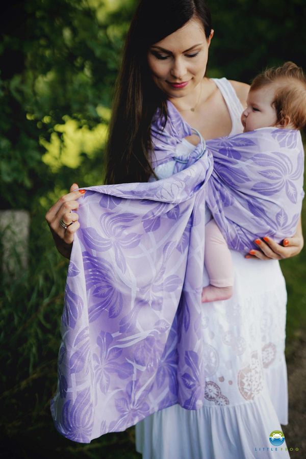 Ring Sling Tragetuch Lilac Flowrora - Größe M (2m)