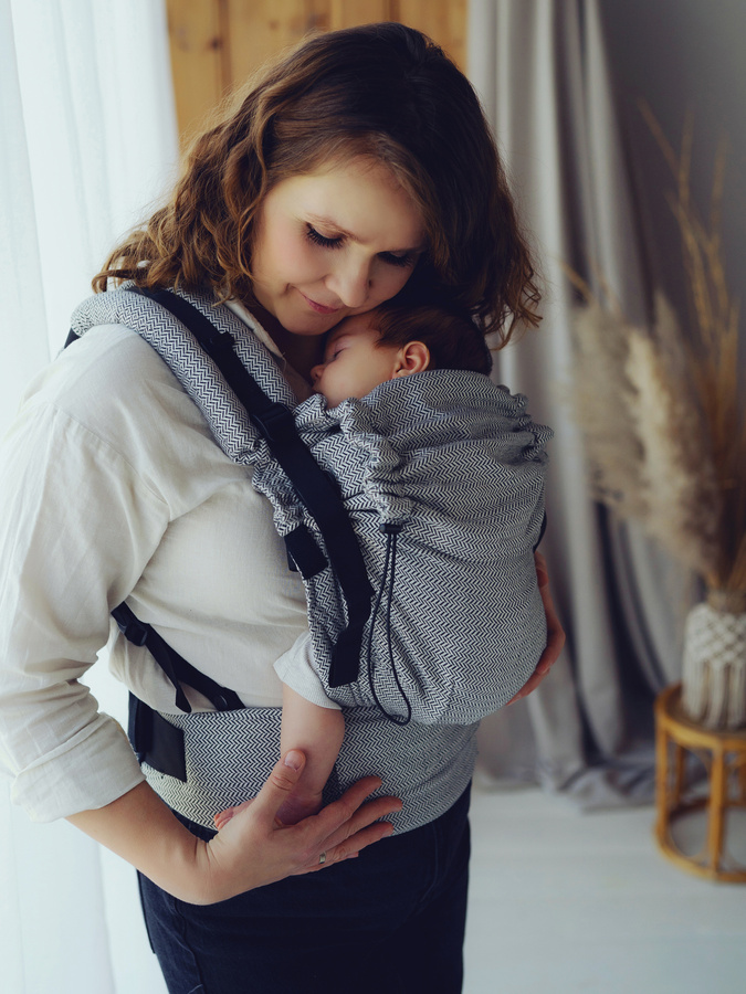 Marsupio Ergonomico Prime Zen Path – Bianco e Nero con Cotone Riciclato
