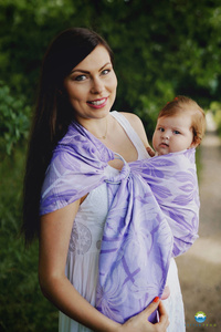 Ring sling Lilac Flowrora - size M (2 m)