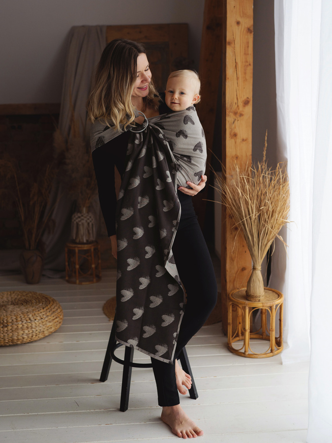 Bandolera de anillas marrón Cosy Love talla L – para bebé y niño pequeño