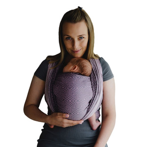 Eșarfă port-bebe țesută Roselily Cube mărimea 7 – roz, gri și alb, cu model jacquard