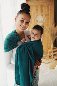 Sling cu inele Pure Linen Deep Aqua mărimea M – turcoaz închis, din 100% in