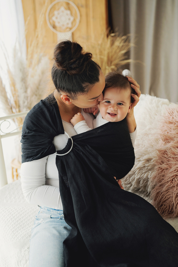 Ring Sling Tragetuch Pure Linen Midnight Black - Größe M (2m)