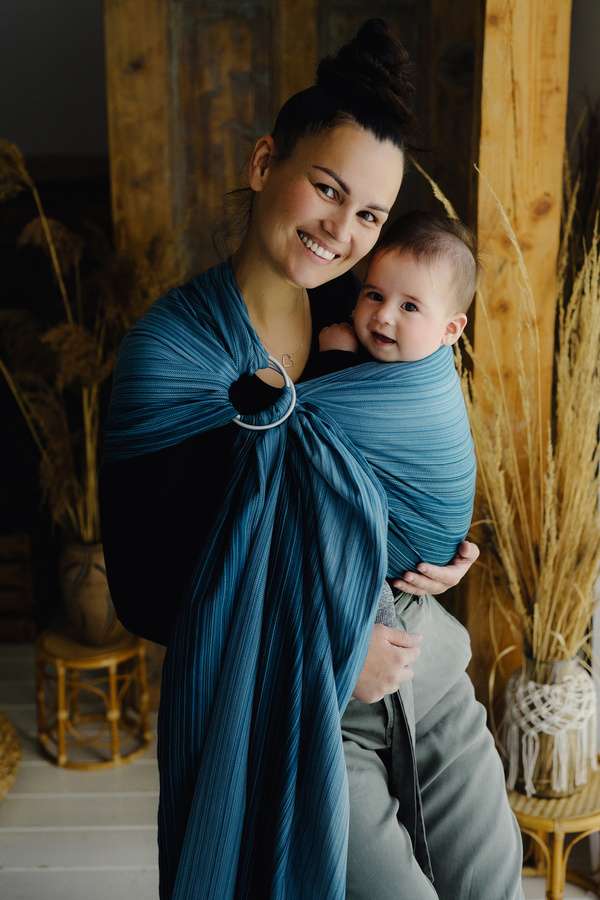 Écharpe ring sling bleue Boleite M – le confort au quotidien dans le portage