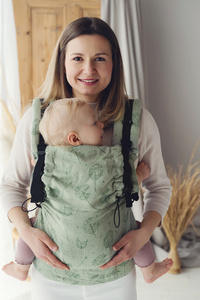 Linen Baby Carrier Prime Flow Lightness, Green Dandelion