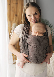 Eșarfă port-bebe țesută Linen Joy of Life mărimea 7 – cu in, model maro cu colibri