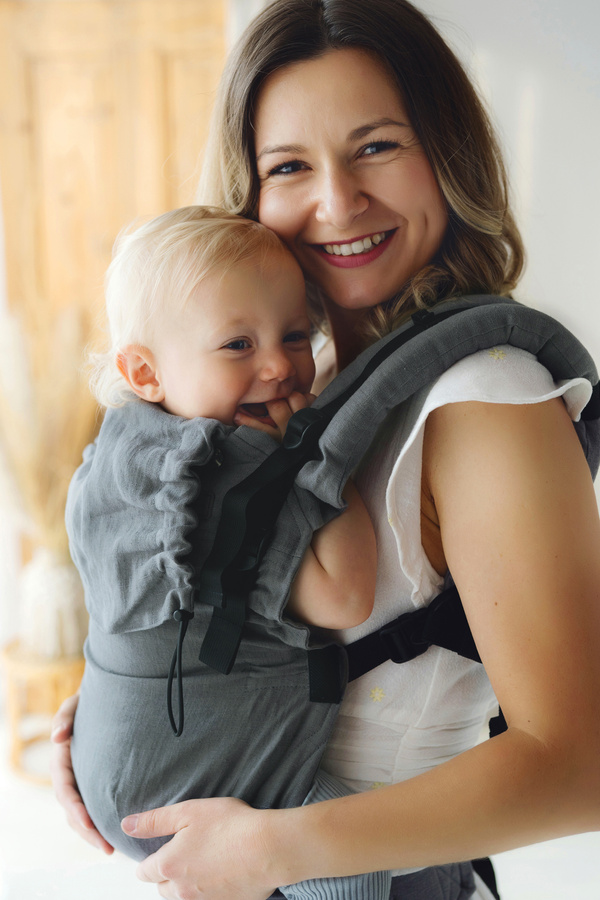 Szare lniane nosidełko Prime - Pure Linen Shadow