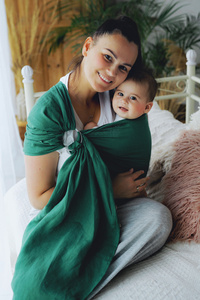 Sling cu inele Pure Linen Pine mărimea S – verde, din 100% in natural