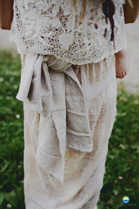 Eșarfă port-bebe țesută Natural Wildness mărimea 4– jacquard, bej natural, cu structură