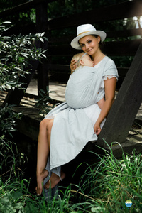 Eșarfă port-bebe țesută Linen Silver Wildness mărimea 7 – alb și gri, cu in