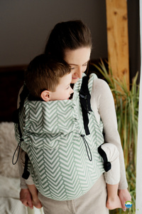 Marsupiu Preschooler Natural Miles – ecru și verde, ergonomic pentru copii de 2–6 ani