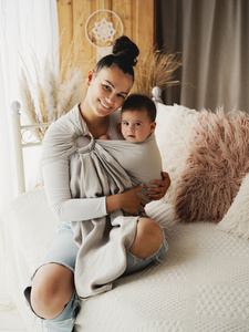 Ring Sling Tragetuch Pure Linen Light Fog - Größe S (1,7m) DEMO