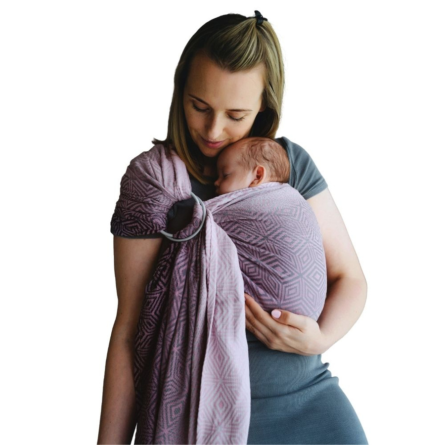 Sling cu inele Roselily Cube mărimea L – roz și gri, cu model jacquard