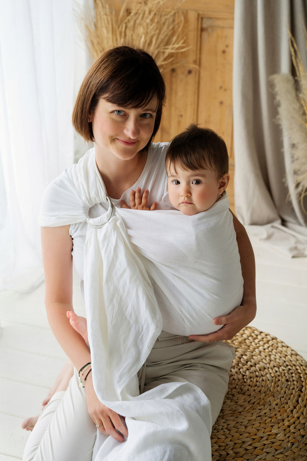 Ring sling Pure Linen White - size M (2 m)
