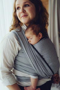 Fular tejido Zen Path Talla 4 (3,6 m) – Blanco y Negro con Algodón Reciclado