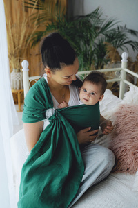 Sling cu inele Pure Linen Pine mărimea S – verde, din 100% in natural