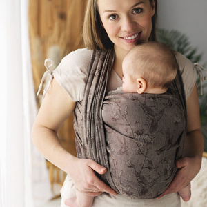 Eșarfă port-bebe țesută Linen Joy of Life mărimea 6 – cu in, model maro cu colibri