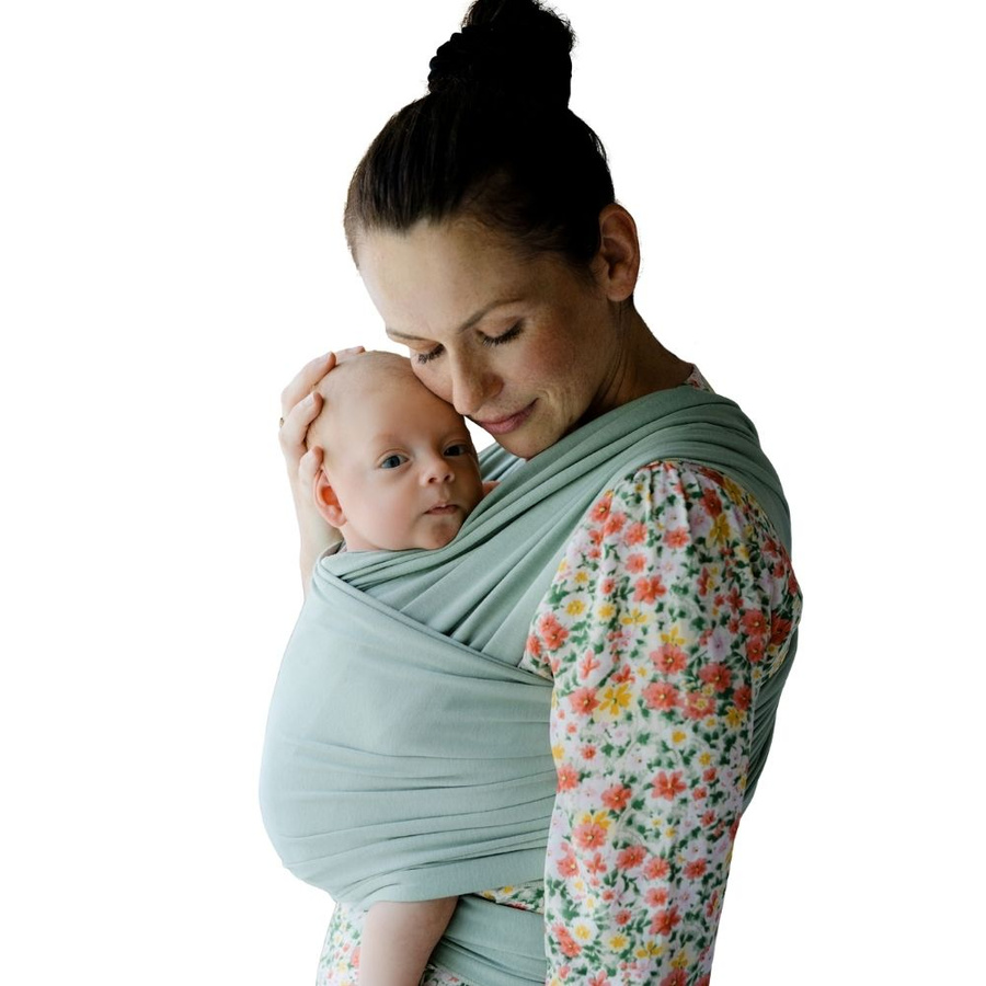 Wrap elastic Salvia – eșarfă din bumbac verde salvie pentru bebeluși de la naștere