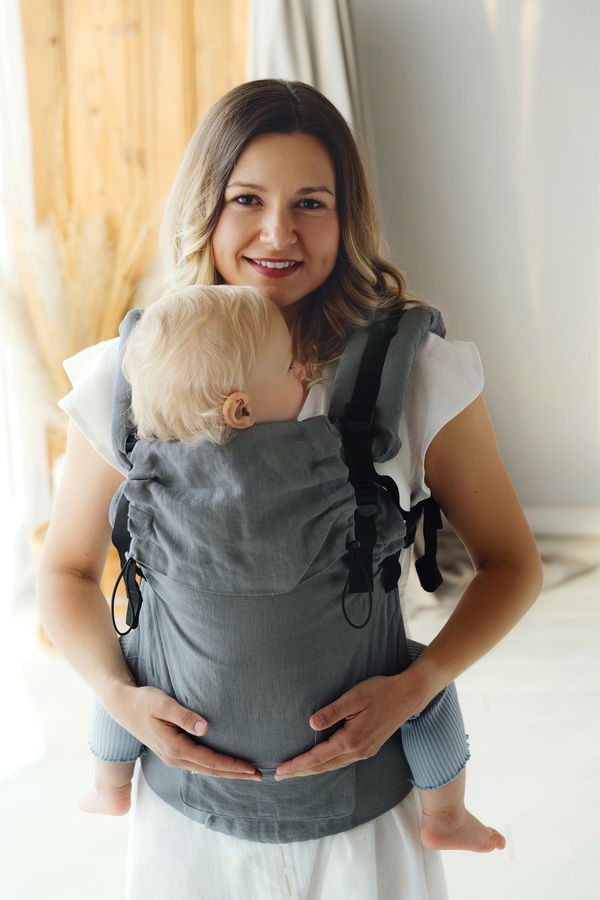 Porte-bébé en lin Prime - Pure Linen Shadow/2e choix
