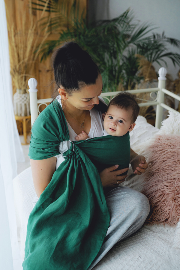 Sling cu inele Pure Linen Pine mărimea S – verde, din 100% in natural
