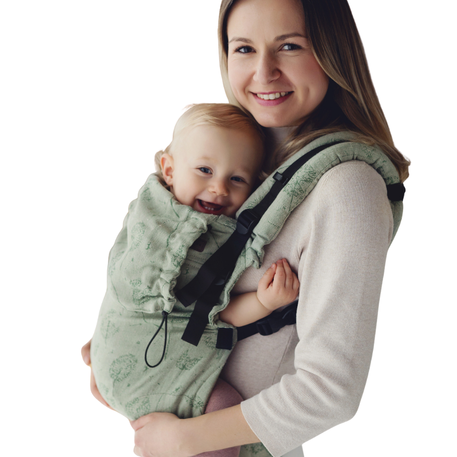 Babytrage mit Leinen Prime Flow Lightness, grüne Löwenzahn