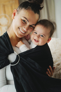 Sling cu inele Pure Linen Midnight Black mărimea M (2 m)