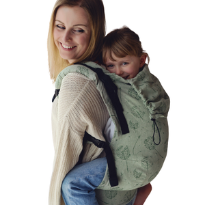 Grüne Kindertrage Preschooler Flow Lightness mit Leinen – Löwenzahn
