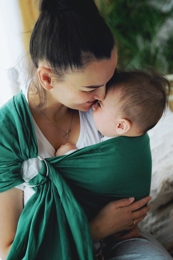 Sling cu inele Pure Linen Pine mărimea S – verde, din 100% in natural